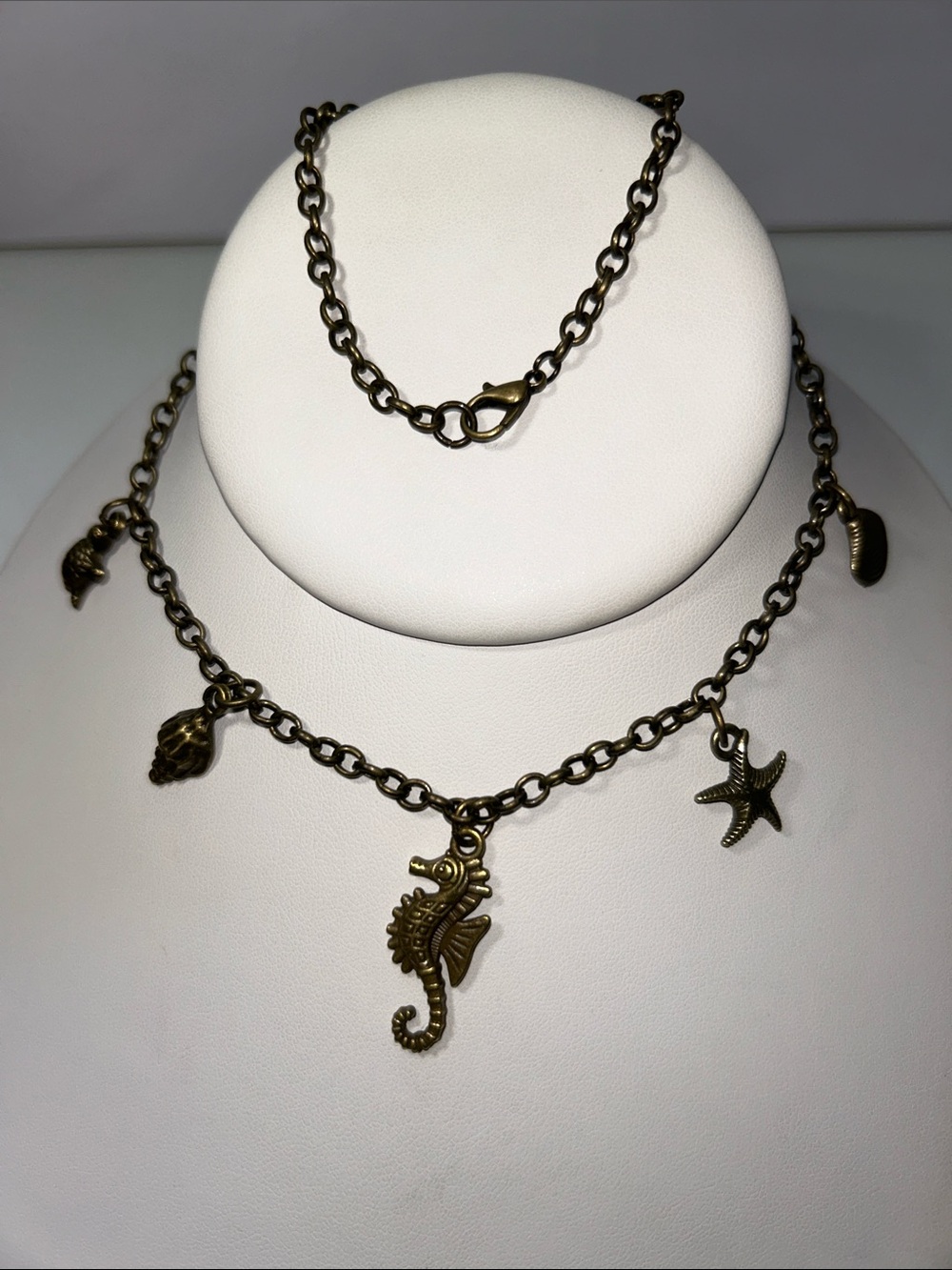 New Artisan Handmade Bronze Beach Theme Five Charm 18” Necklace